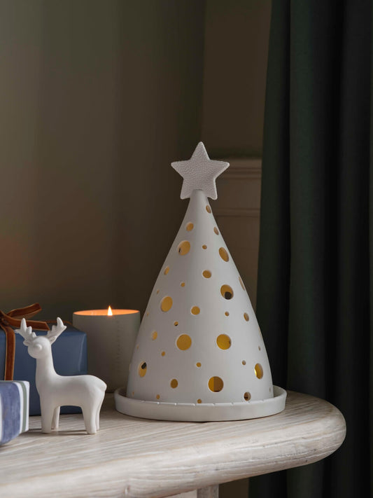 Arbre aux chandelles en céramique blanche