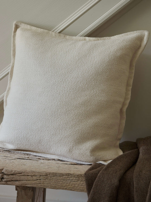 Housse de coussin en lin épais crème