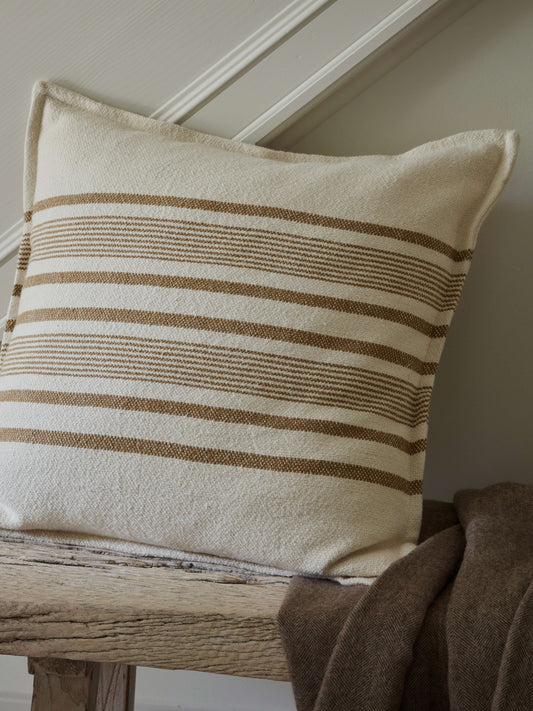 Housse de coussin crème et camel