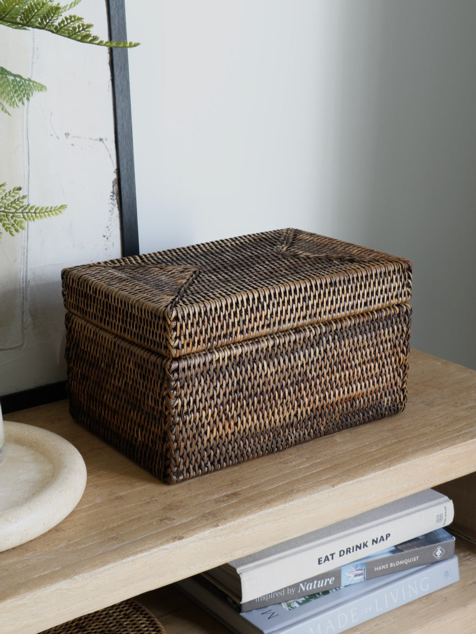 Coffre de rangement en rotin brun antique Cullen