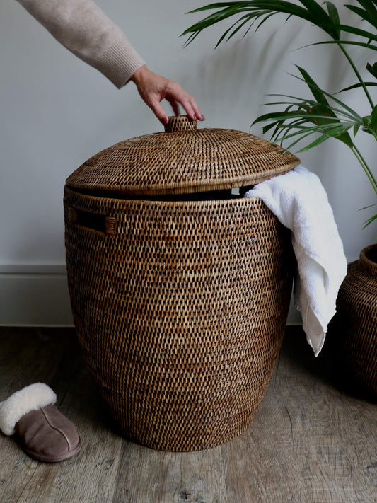 Panier à linge en rotin brun antique Jarra