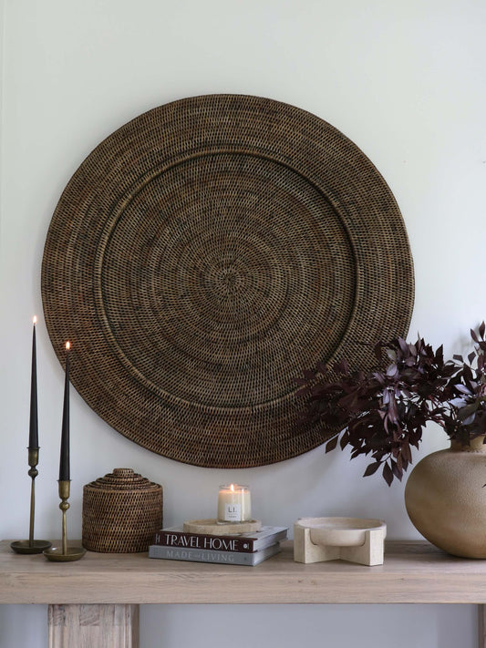Tenture murale en rotin Ratho marron antique