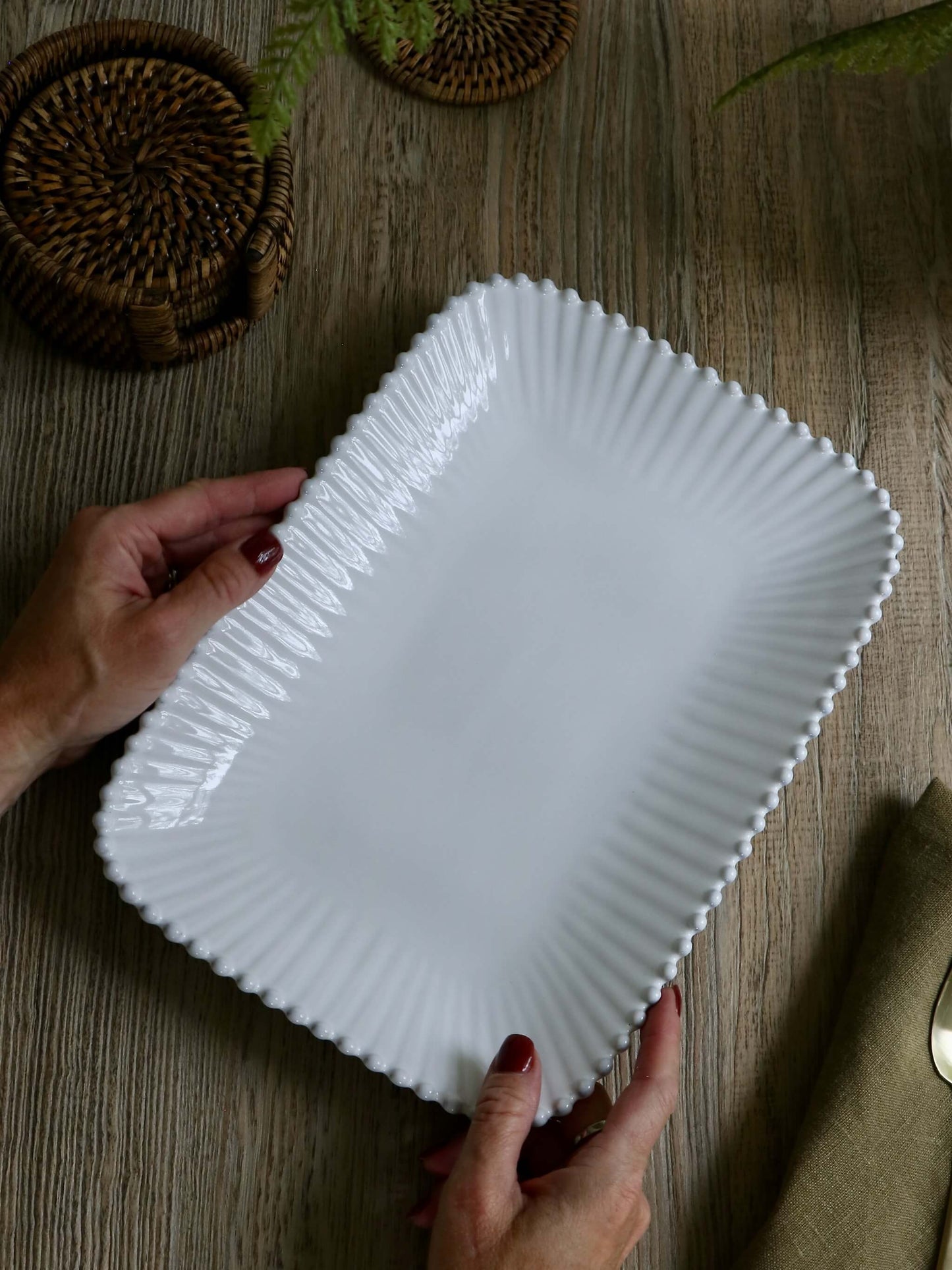 Plateau rectangulaire en perles