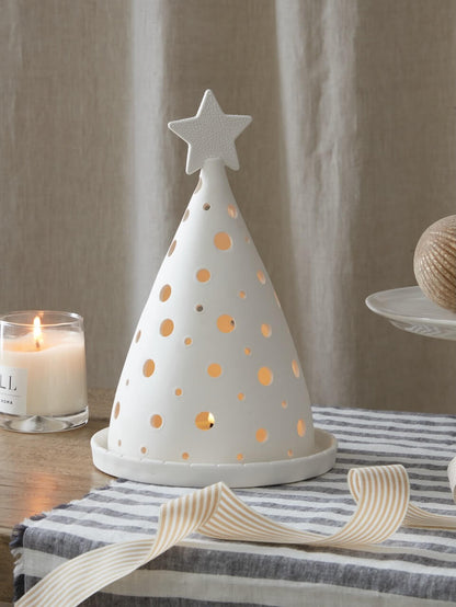 Arbre aux chandelles en céramique blanche