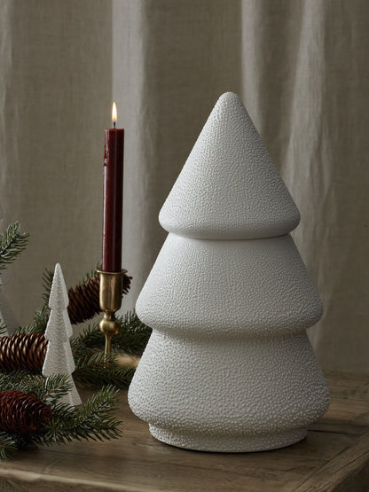 Grand pot en céramique blanche texturée en forme d'arbre