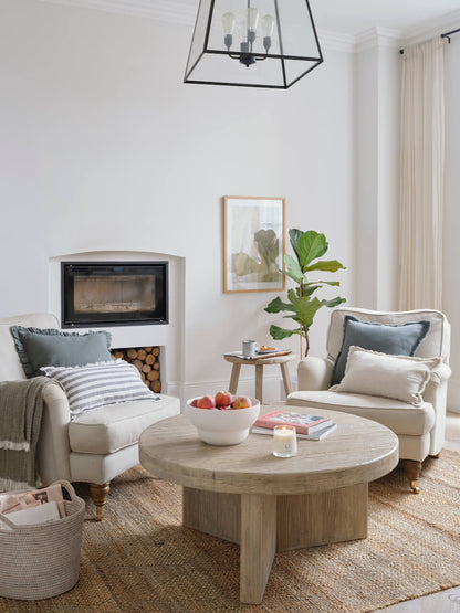 Housse de coussin en lin à franges et rayures épaisses