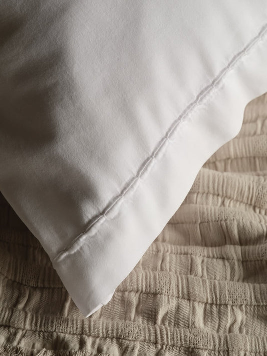 Ensemble de 2 taies d'oreiller en coton blanc Porto