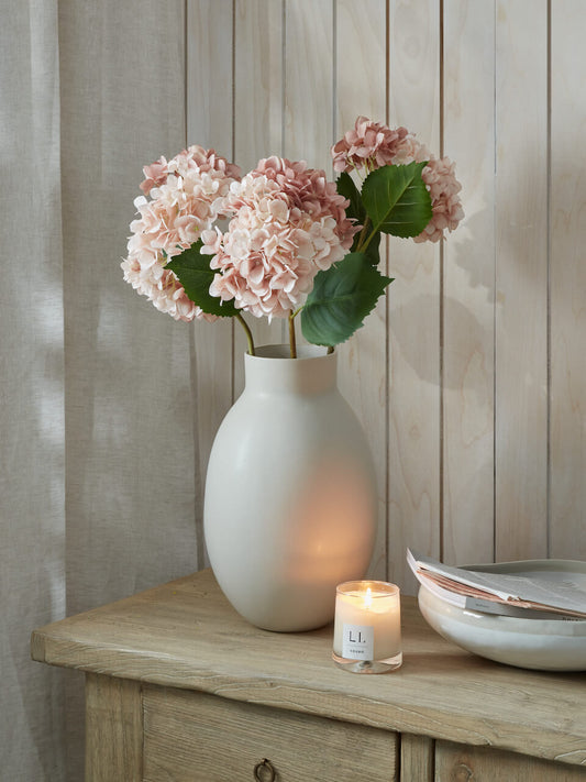 Hortensia rose vintage artificiel