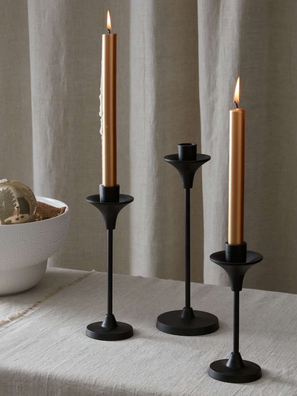 Lot de 3 bougeoirs noirs
