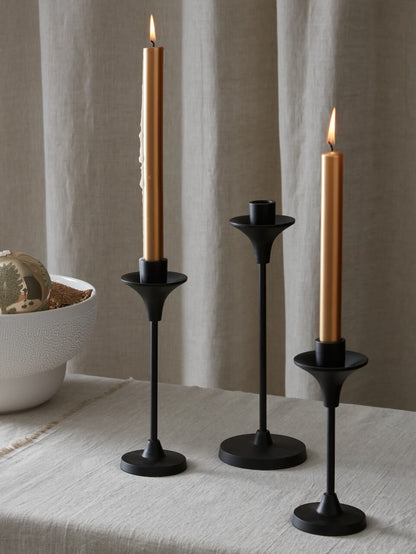 Lot de 3 bougeoirs noirs