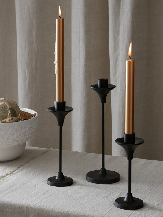 Lot de 3 bougeoirs noirs