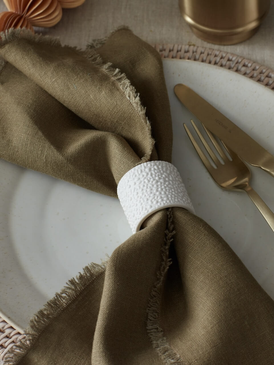 Lot de 6 ronds de serviette en céramique texturée