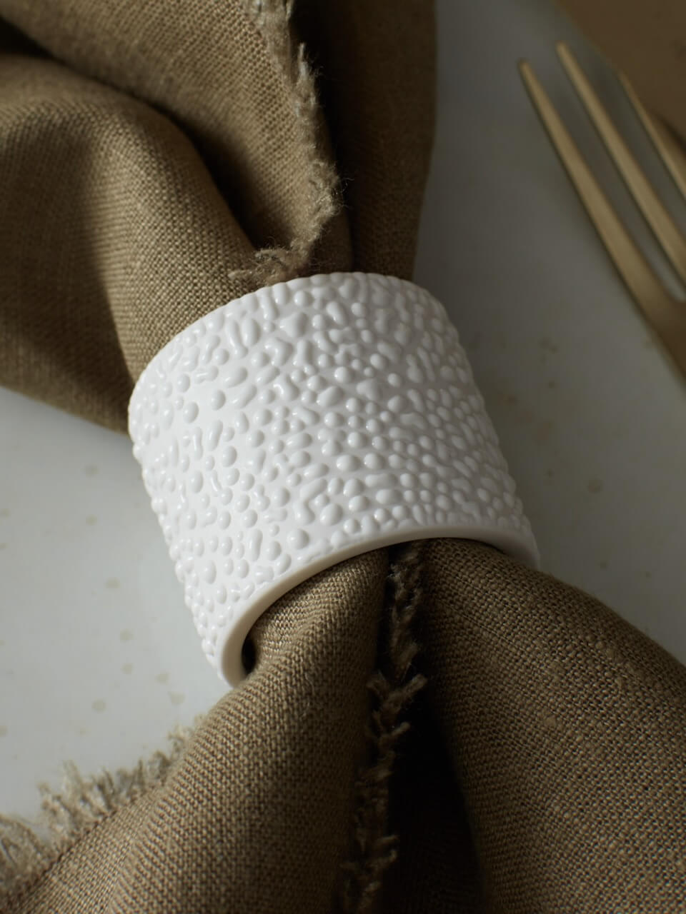 Lot de 6 ronds de serviette en céramique texturée