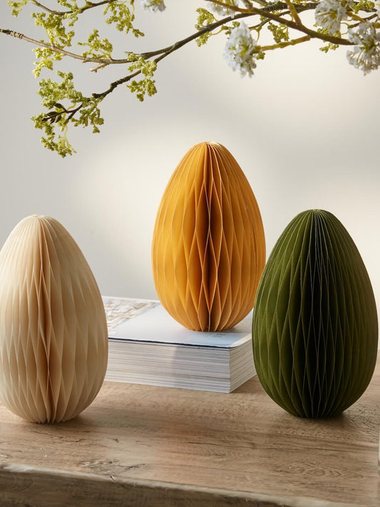 Lot de 3 grandes décorations d'œufs en papier