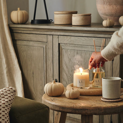 Lot de 3 citrouilles en céramique beige