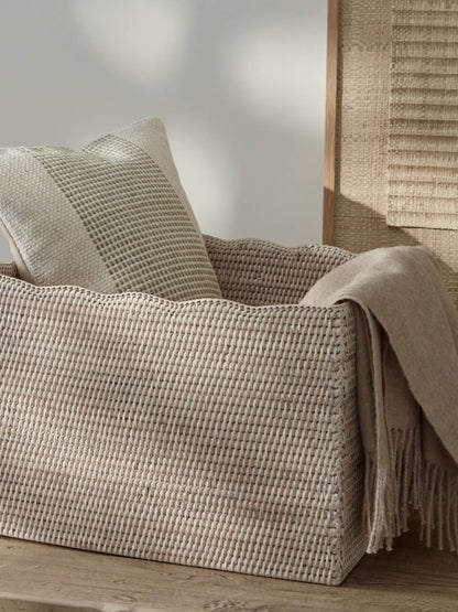 Panier festonné en rotin blanc Alness