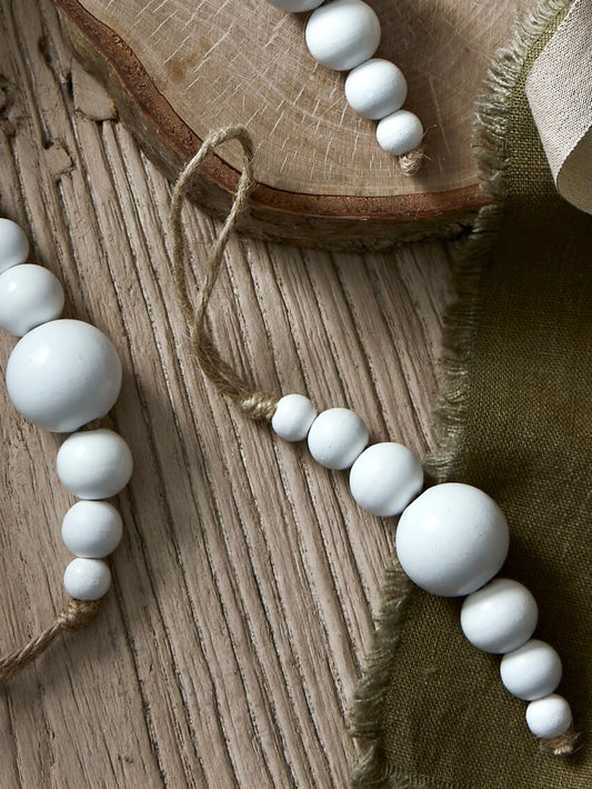 Lot de 3 décorations en bois blanc