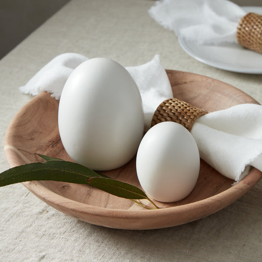 Lot de 2 œufs de Pâques blancs en céramique